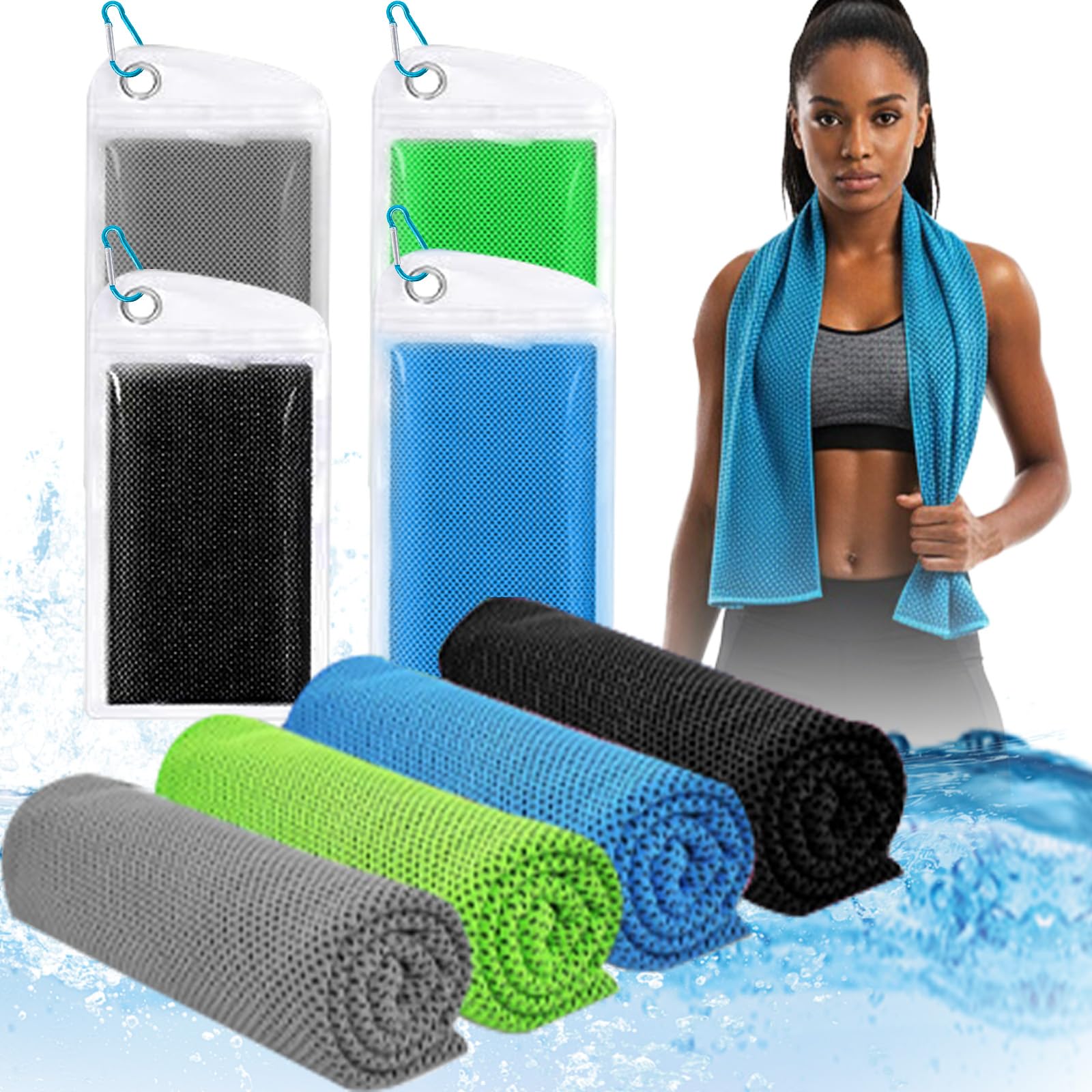 Uvwxba 4 Pack Cooling Towel (40''x12'') - Ice Cold Sports Sweat Towel for Neck Forehead Wristband Bandana Stay Cool During Sports Exercise (2)