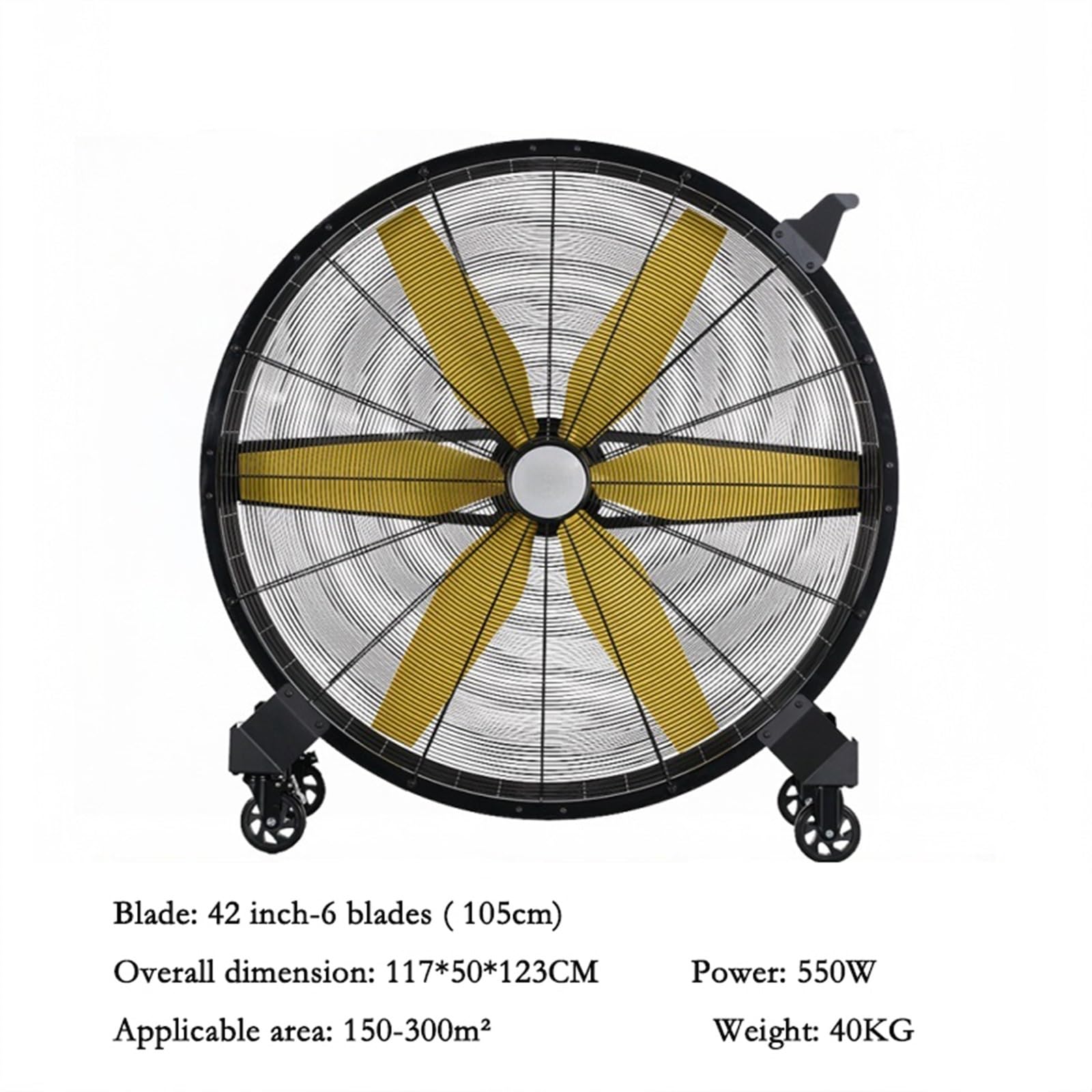 Ventilatore da pavimento industriale portatile, ad alta velocità, 6 pale, raffreddamento resistente, per officina, garage, magazzino