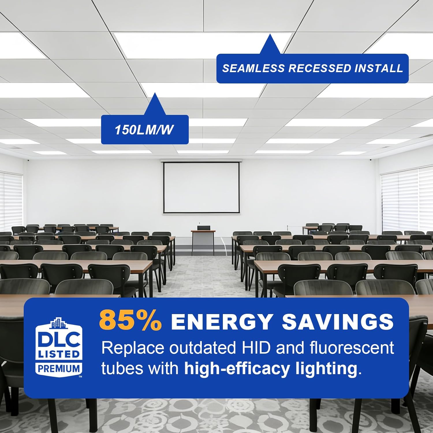 JESLED 2Pack 2x4 led Flat Panel Light, 10800LM, Drop Ceiling Lights Fixture for Office Shop Garage Basement Laundry, 30W/40W/50W/60W/72W Selectable, 5CCT Switchable, 0-10V Dimmable, DLC ETL Listed