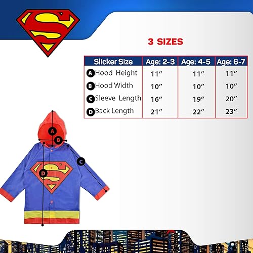 Miniatura 5 de DC Comics Conjunto de paraguas y Slicker, Batman o Superman para niños pequeños, para edades de 2 a 7 años