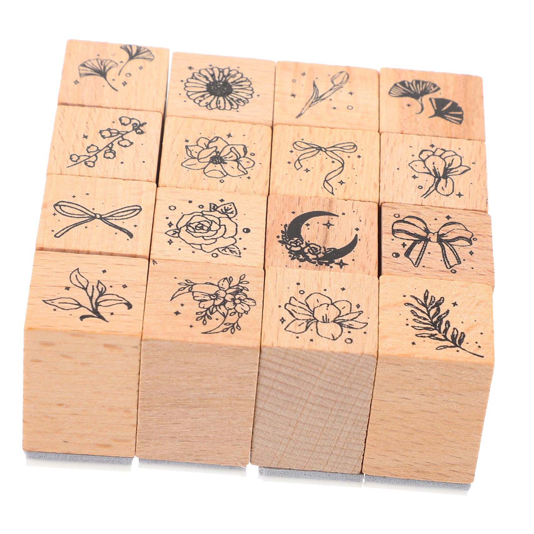 jojofuny 4 Set Timbri per Fiori Timbri Trasparenti Etichette Blocchi Decorativi per per per Scrapbooking per Lavoretti per Libri 16 Pezzi * 4