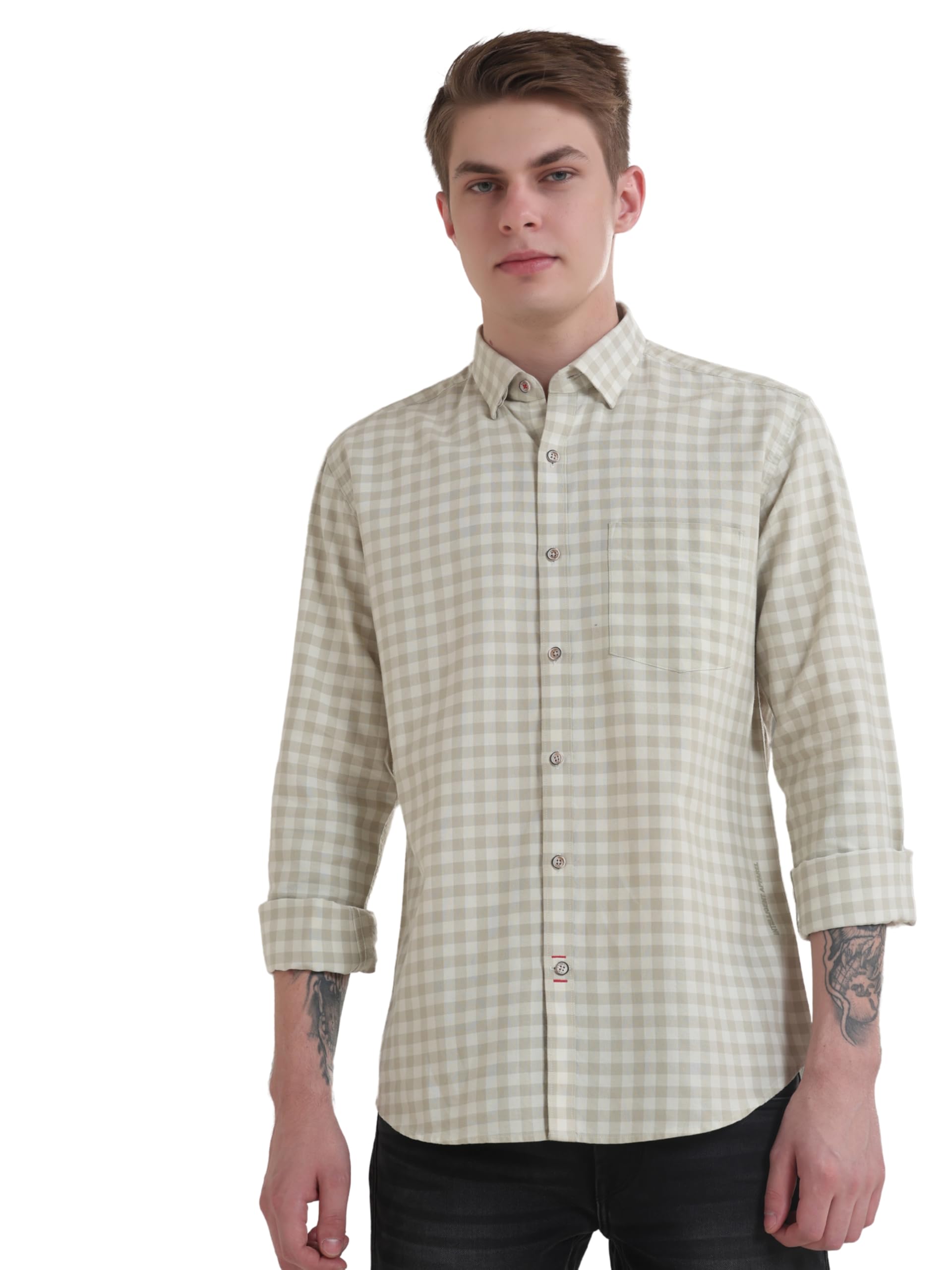 turms Men's Casual Checkered Shirts, Water Repellent, Anti-Stain & Anti-Odor, 100% Cotton Breathable, Regular Fit Full Sleeves-picture-23