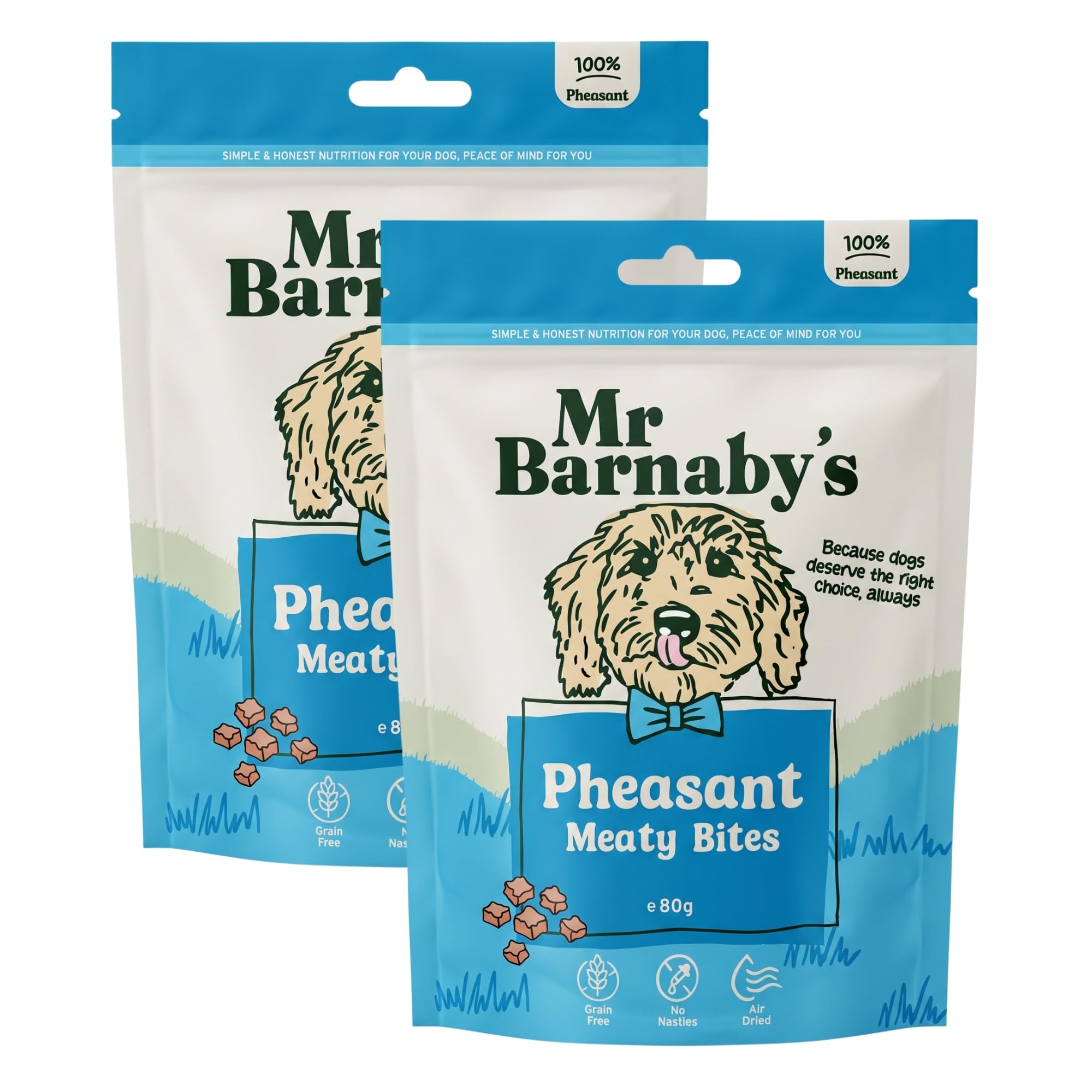 Mr Barnaby's Training Dog Treats - 100% Pheasant, 2 x 80g - Hypoallergenic, Grain Free & Natural Dog Chews - Puppy Training Treats for Dogs - Air-Dried & High Protein for Puppy, Adult & Senior Dogs