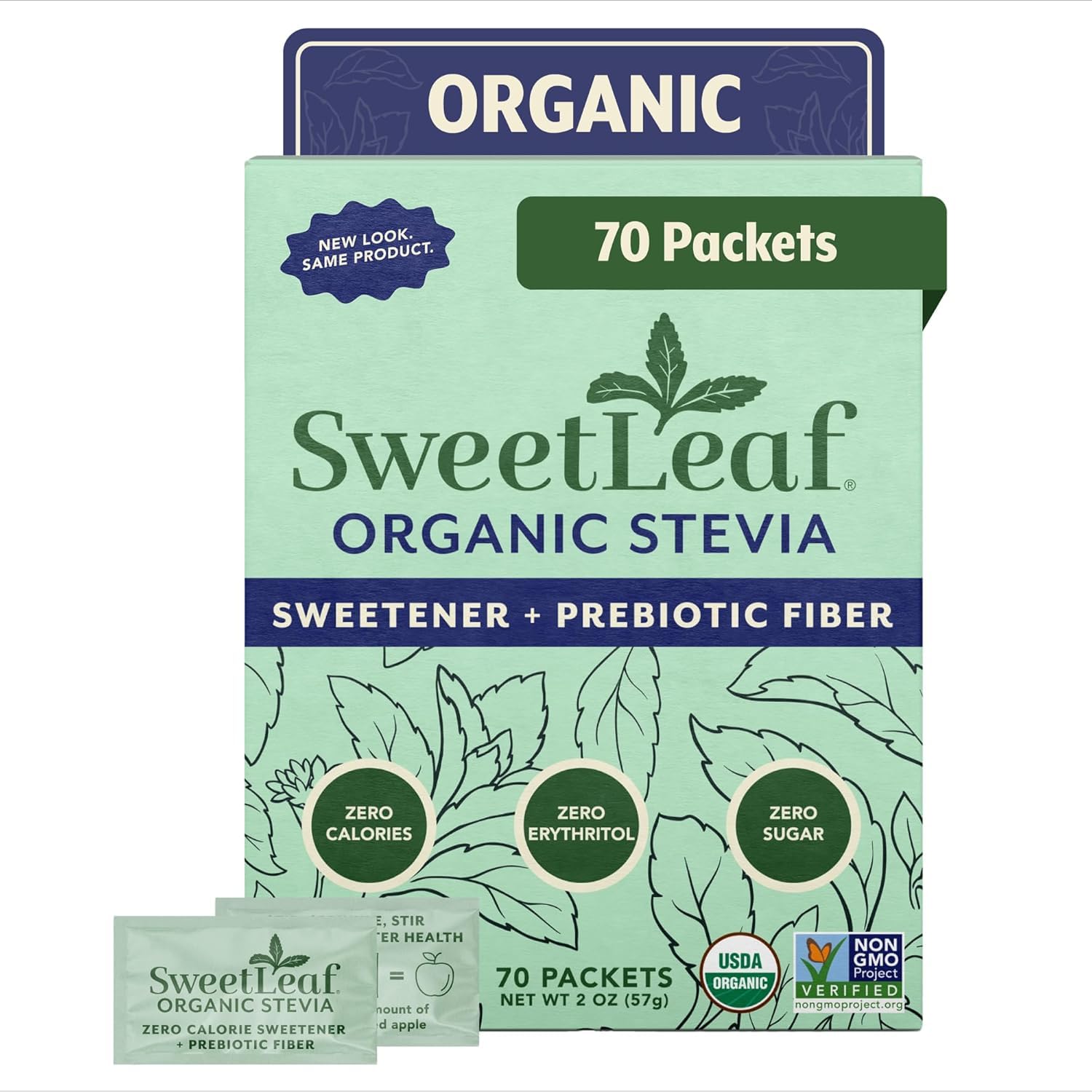 SweetLeaf Stevia Powder Sweetener, Sugar Free - 70 Packets (1 Pack)