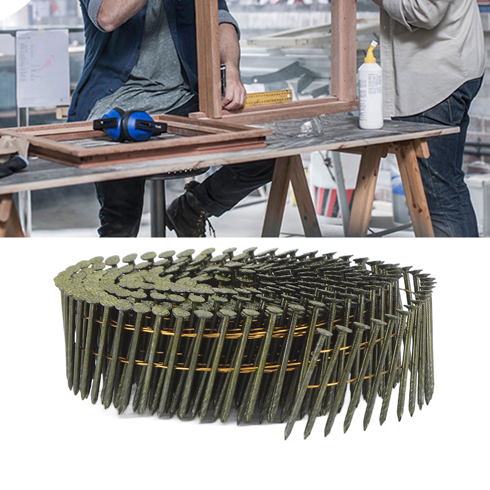 Chiodi di copertura di ndnczdhc 16000, chiodi di rivestimento a spirale 40 rotoli, chiodi a gambo ad anello rotondo 15 gradi, chiodi per rivestimenti a bobina a filo 2,1x38 mm
