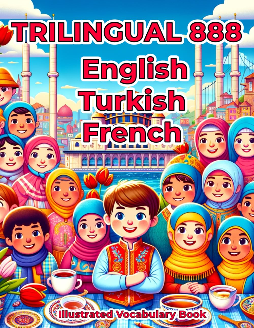 Trilingual 888 English Turkish French Illustrated Vocabulary Book: Colorful Edition