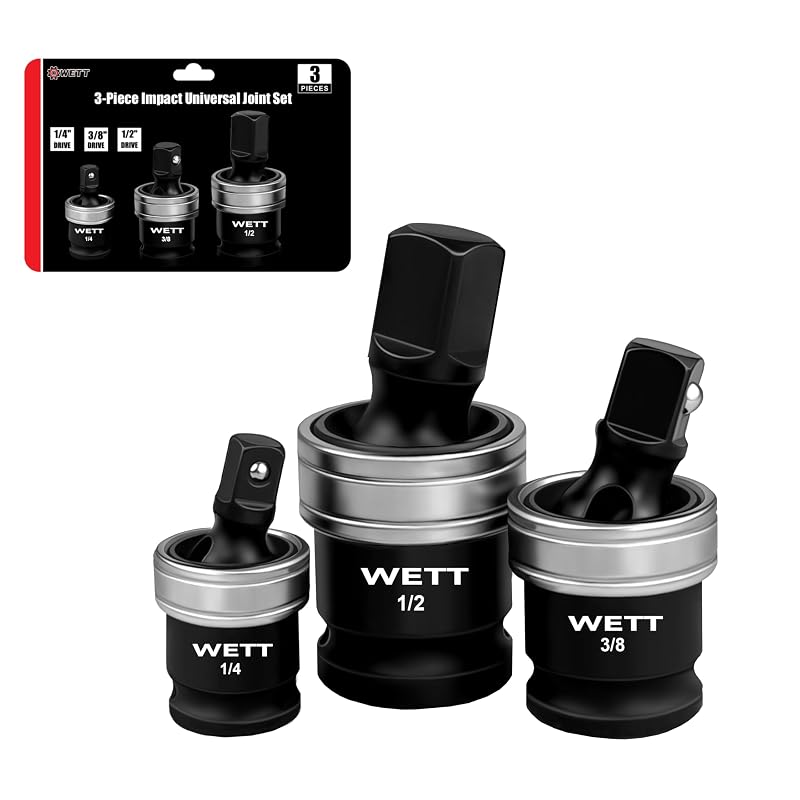 WETT Kit de Adaptadores de Junta Universal para Soquetes de Impacto com Articulação de 360° e Encaixe Quadrado, 3 peças