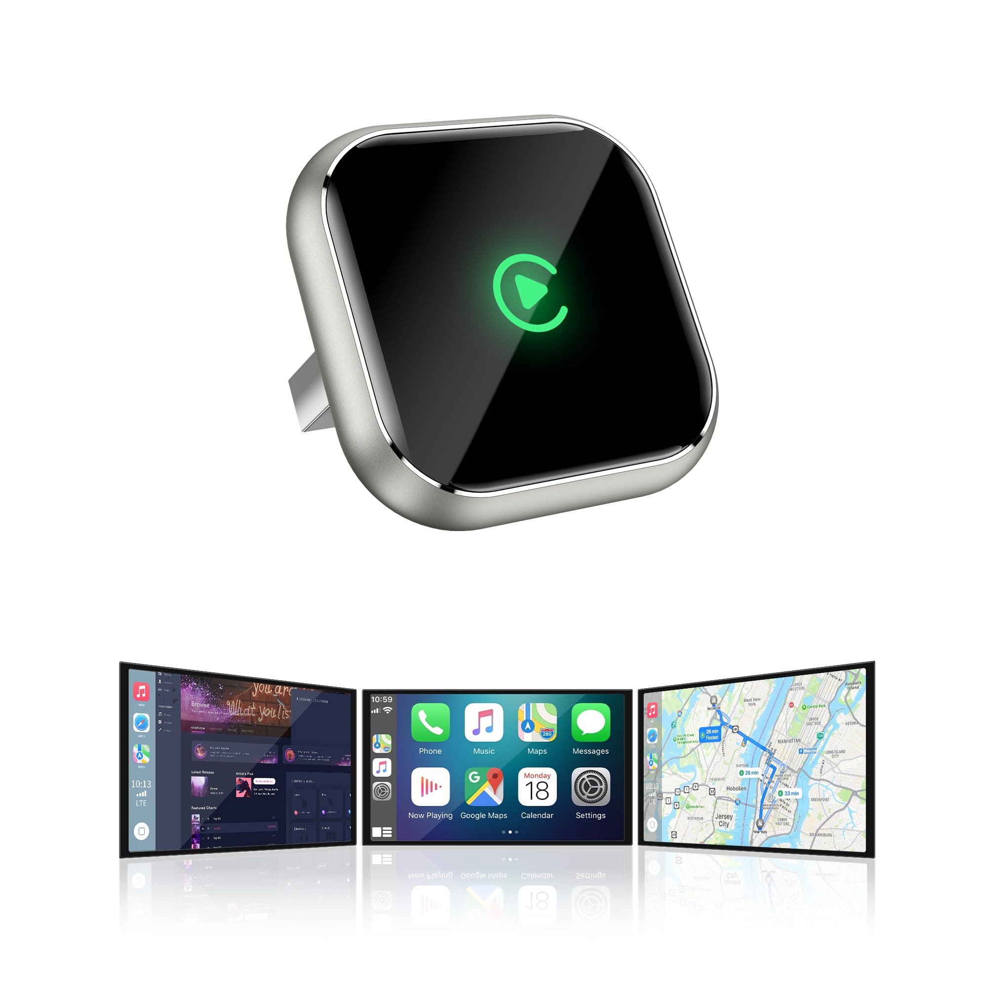 Wireless CarPlay Adapter for Apple iPhone - Upgrade Wired CarPlay to Wireless Device, Mini T-Shaped for Car USB Plug and Play Auto Reconnect, for Vehicle GPS Navigation Car Stereo Receivers, Black