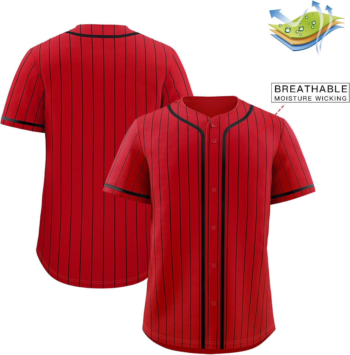 KXK Pinstripe Baseball Jersey for Men Women,Blank Button Down Baseball Shirt Team Sports Uniform