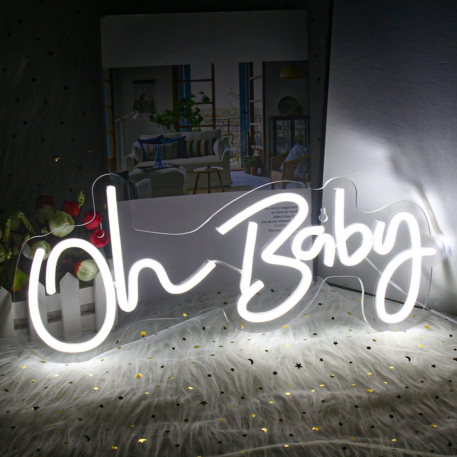 Neon Light Oh Baby White Neon Sign for Wall Decor Neon Lights Sign Oh Baby Word LED Neon for Nursery Bedroom Game Room Club Bar Wedding Party,Room Decor,Aesthetic Room Decor,Living Room Decor
