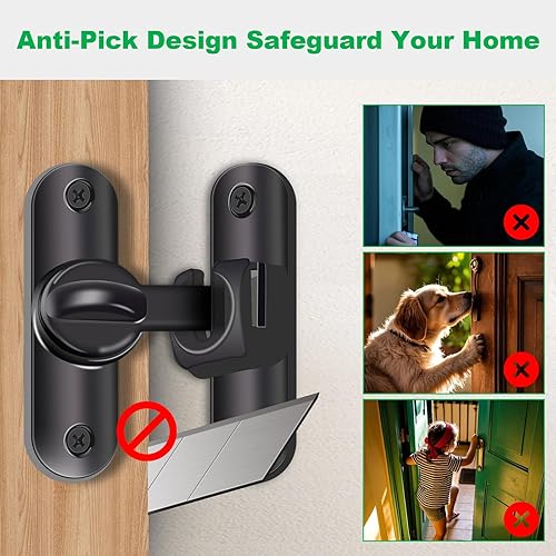 Miniatura 5 de Cerradura de puerta de granero de 90180 grados, cierre de puerta de granero grueso de aleación de zinc resistente, pestillo de puerta de seguridad