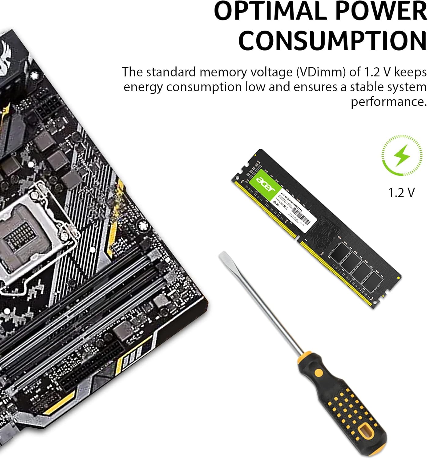 Acer UD100 4GB Single RAM 2666 MHz DDR4 CL19 1.2V Desktop Computer Memory - BL.9BWWA.219