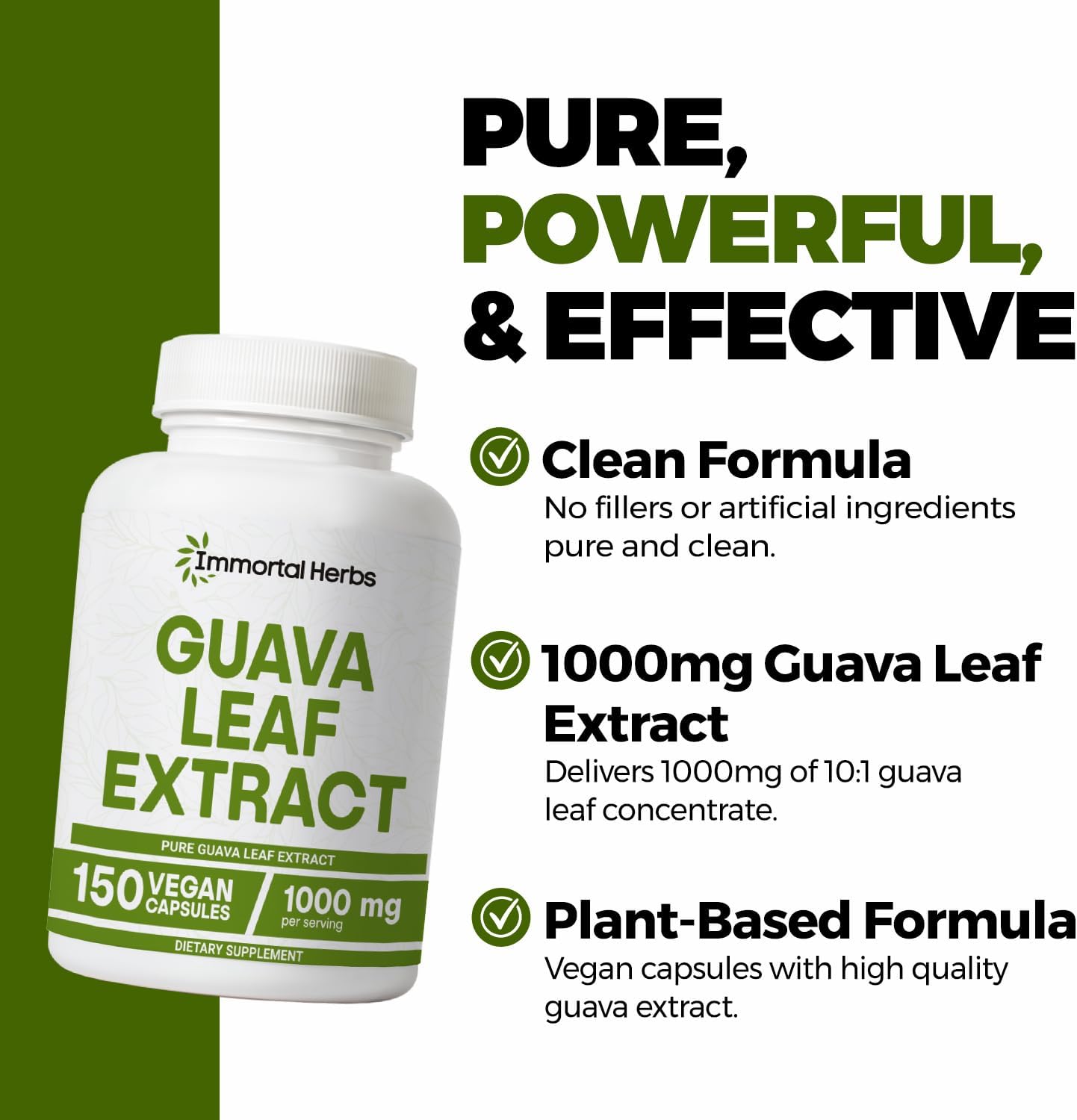 Guava Leaf Extract 1000mg, 10:1 Extra Strength, 150 Pills, Non-GMO & Gluten-Free Guava Extract Capsules for Women and Men - Image 3