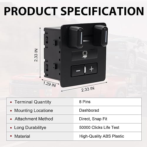 Miniatura 4 de RLP Interruptor de control de freno de remolque compatible con Cadillac Escalade Chevy Avalanche Silverado 1500 2500 3500 Suburban Tahoe GMC Sierra