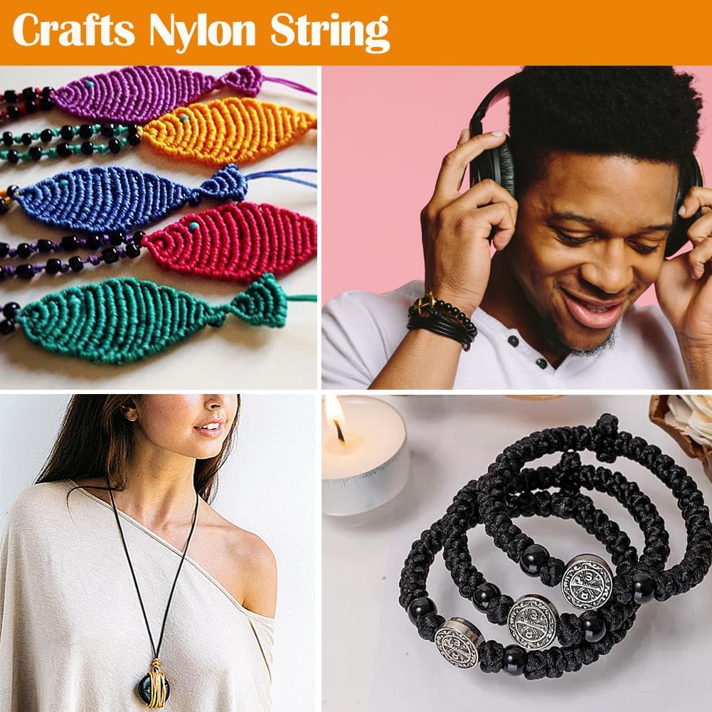 Ewparts 2mm Satin Nylon Cord for Jewelry Making Mexican Bracelets String Nylon Cord for Bracelet 12 Colors 252 Yards for Lanyard,Beading,Macrame,Craft Cord,Chinese Knotting Friendship Bracelet Cording - Image 6