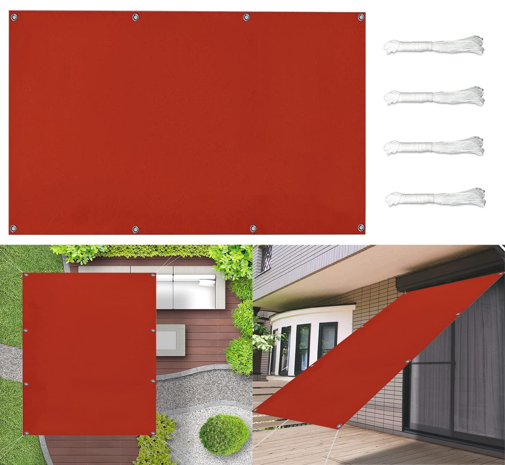 Voile d'ombrage 4x5.5M imperméable rouge 22173 pour abriter efficacement une grande terrasse