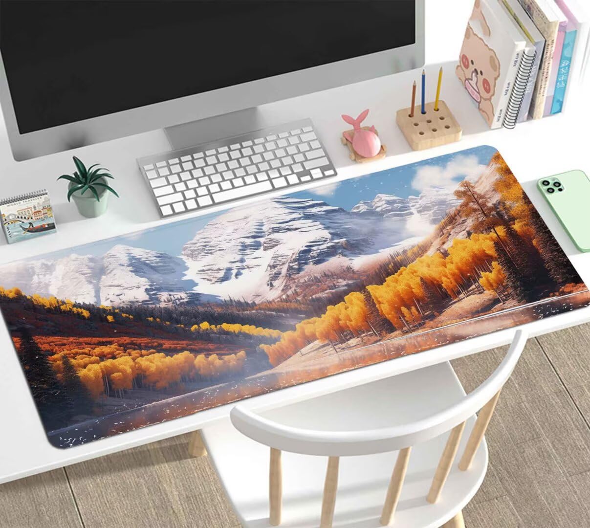 Alfombrilla Ratón XXL Gaming, Alfombrilla Escritorio 900x600x4mm, Mouse Pad Mat XXL Antideslizante, Alfombrilla Raton Base de Goma Tapete Rato Gamer Mousepad XXL para PC, Oficina Accesorios Otoño J-64