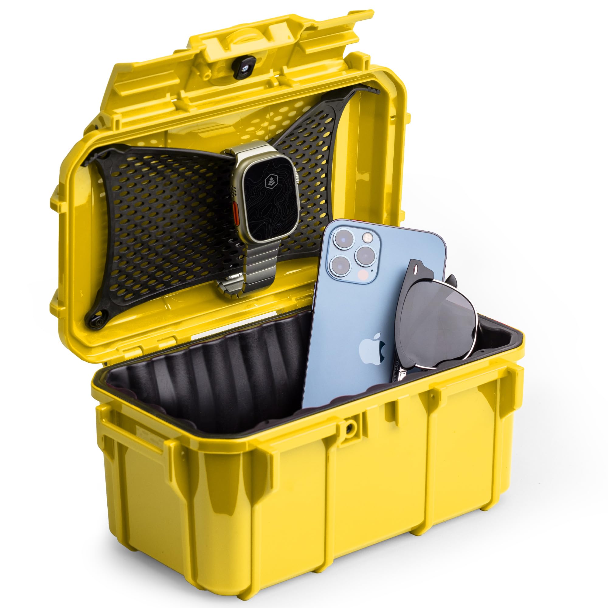 Evergreen 58 Waterproof Dry Box Protective Case - Travel Safe/Mil Spec/USA Made - for Cameras, Lenses, Phones, Pistols, First Aid, Boating, Water Sports, Tacklebox, Ammo Can, Deck Boxes (Yellow)