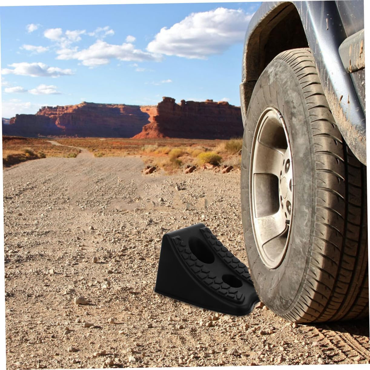 2pcs Black Plastic Car Wheel Stopper Blocks for Stability