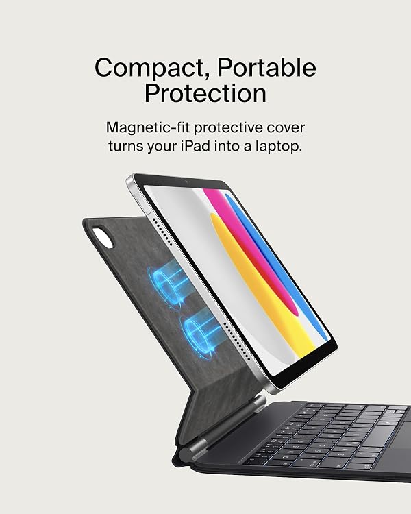 Belkin Pro Keyboard Case w/Magnetic Stand, Backlit Bluetooth Keyboard, Multi-Gesture Controls, Magnetic Apple Pencil Storage Compatibility, & Multimedia Keys for iPad 10th Generation 10.9" - Black by Belkin - Image 3