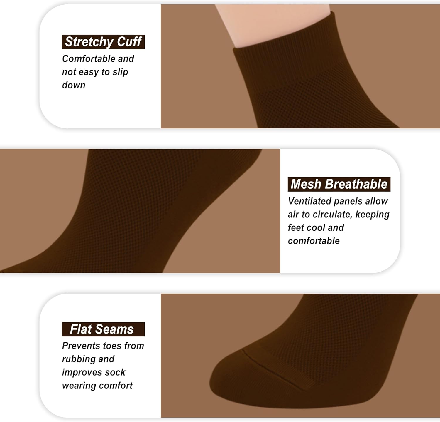 SERISIMPLE Women Thin Viscose Bamboo Above Ankle Sock Breathable Lightweight Classic Crew Casual Mesh Socks 5 Pairs - Image 4