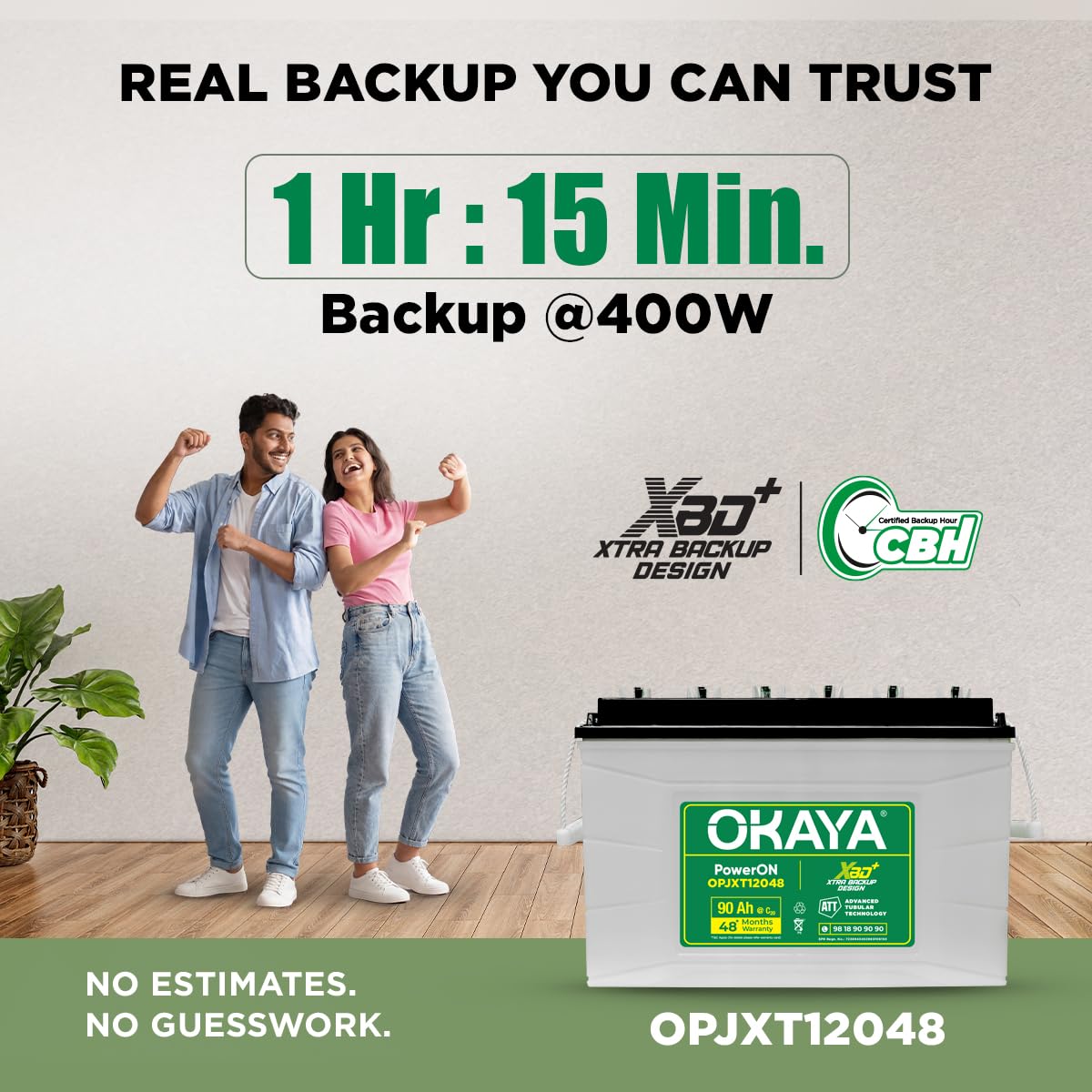 OKAYA OPJXT12048 90Ah Inverter Battery thumbnail 3