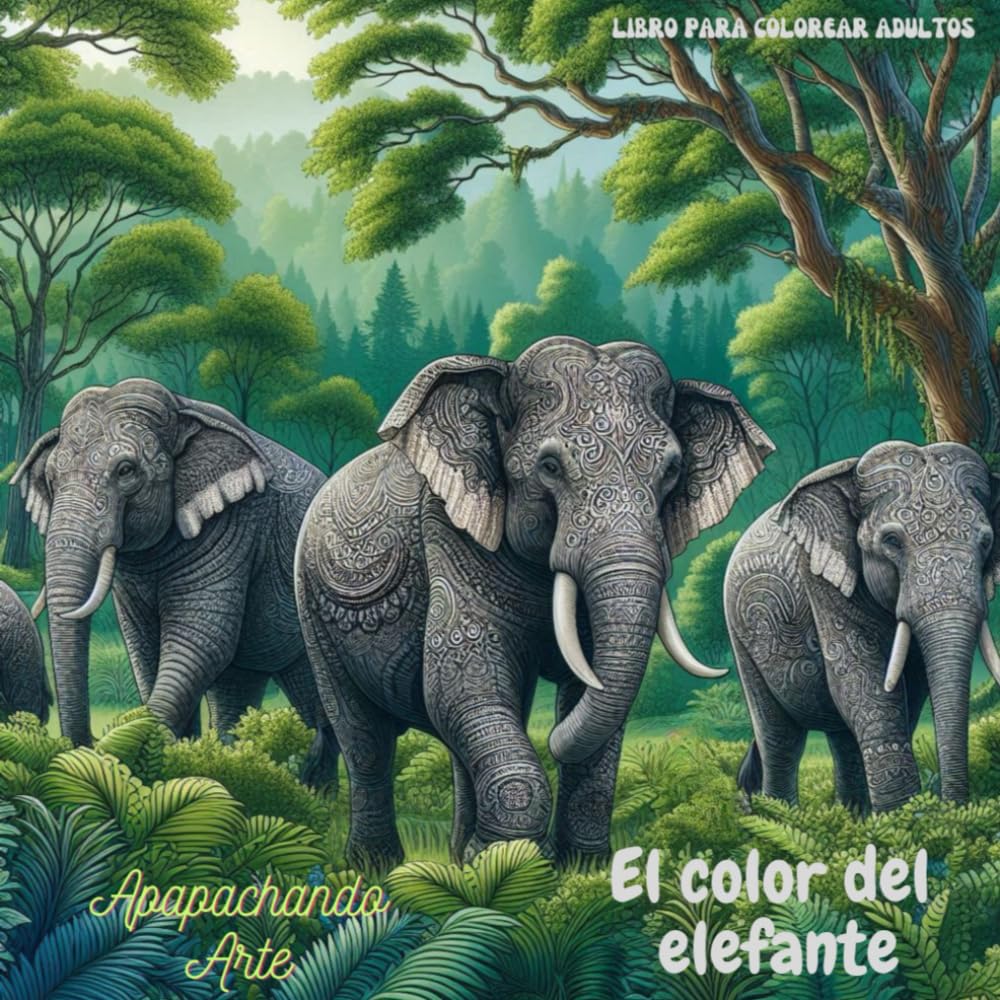 El color del elefante: Libro colorear para adultos