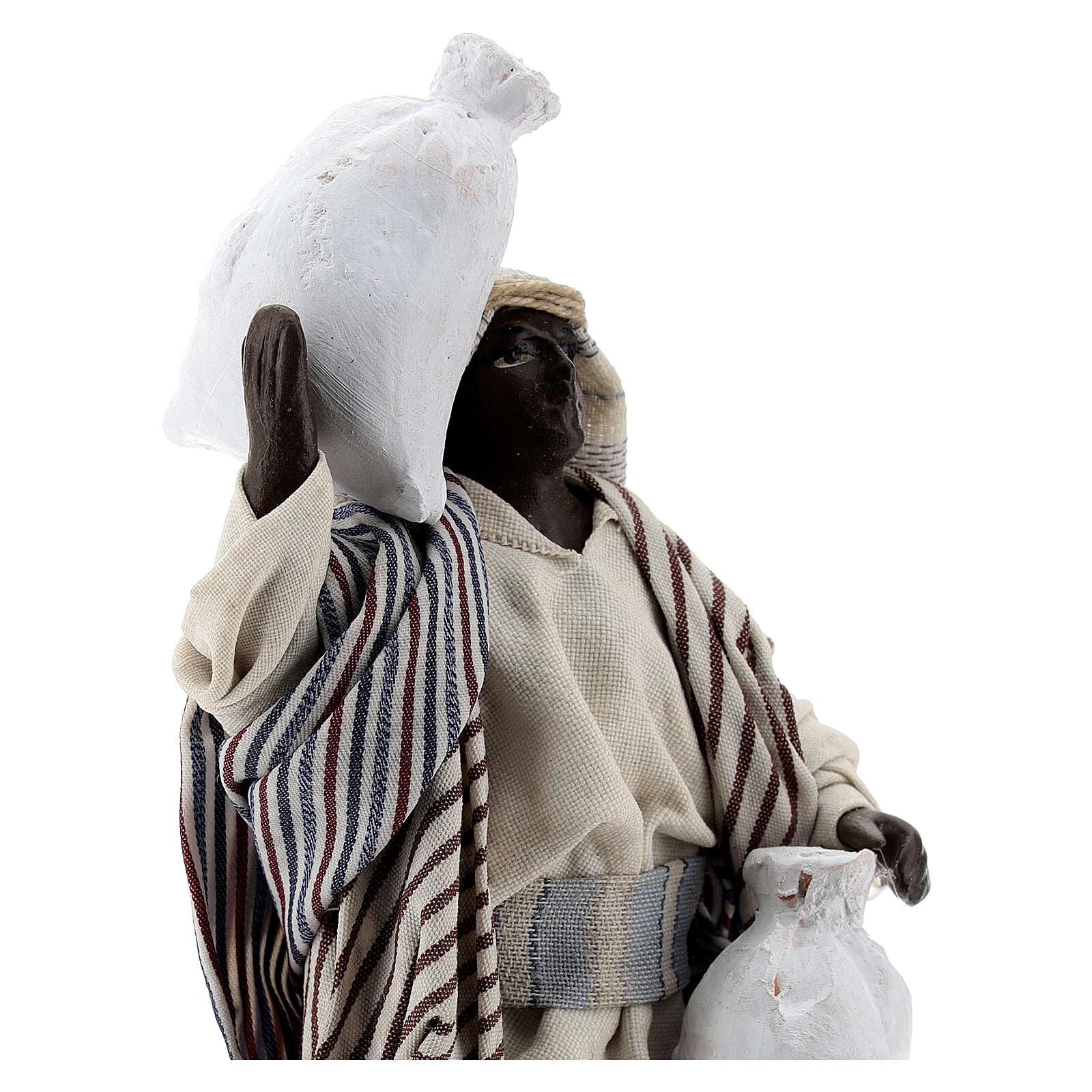 Holyart Presepe Napoletano: Mulatto con sacco statua terracotta presepe napoletano 12 cm