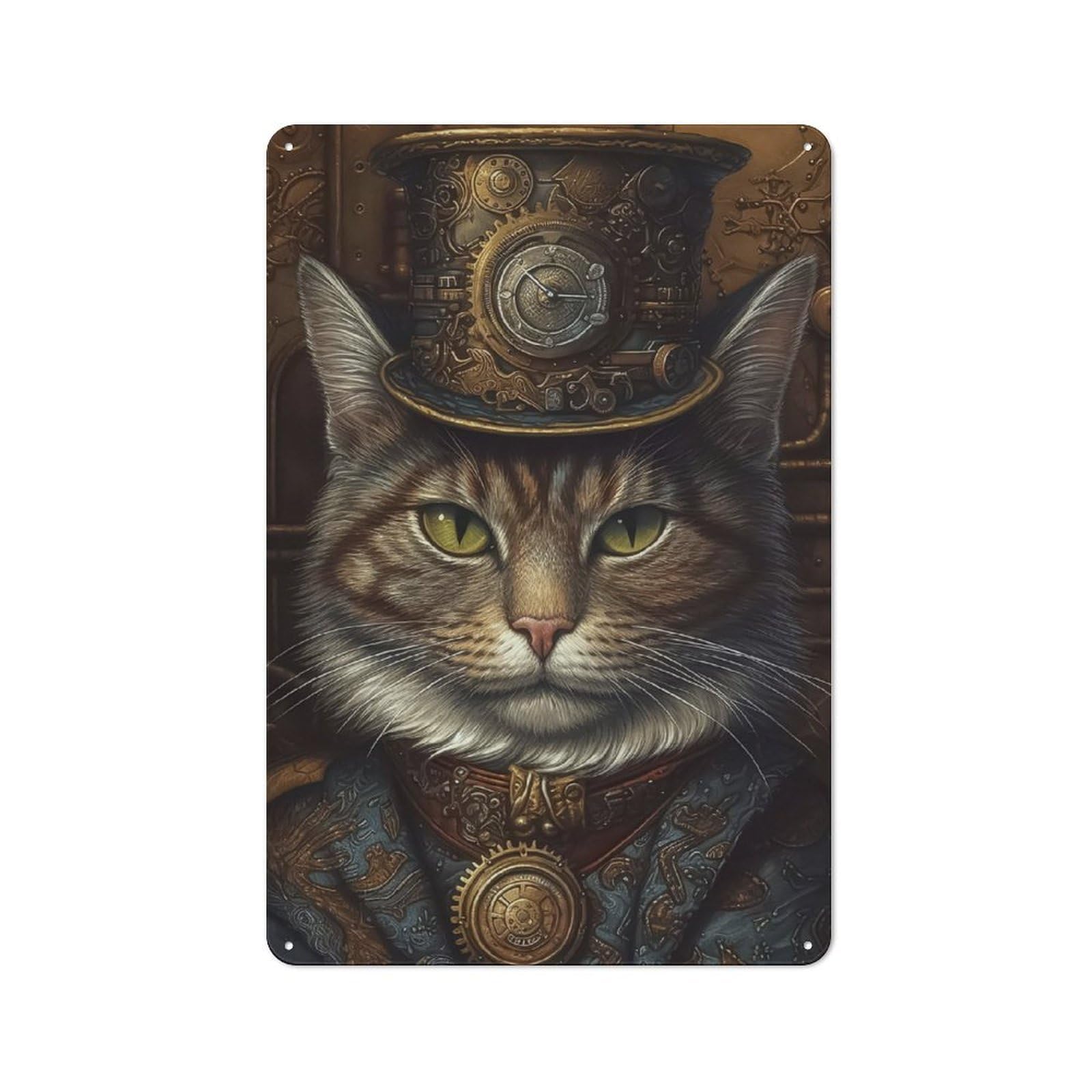 Junmoney Cat Rustic Tin Wall Plaque 30X20cm For Garage Or Workshop, For Home Interiors, Feature Walls And Decorative Displays