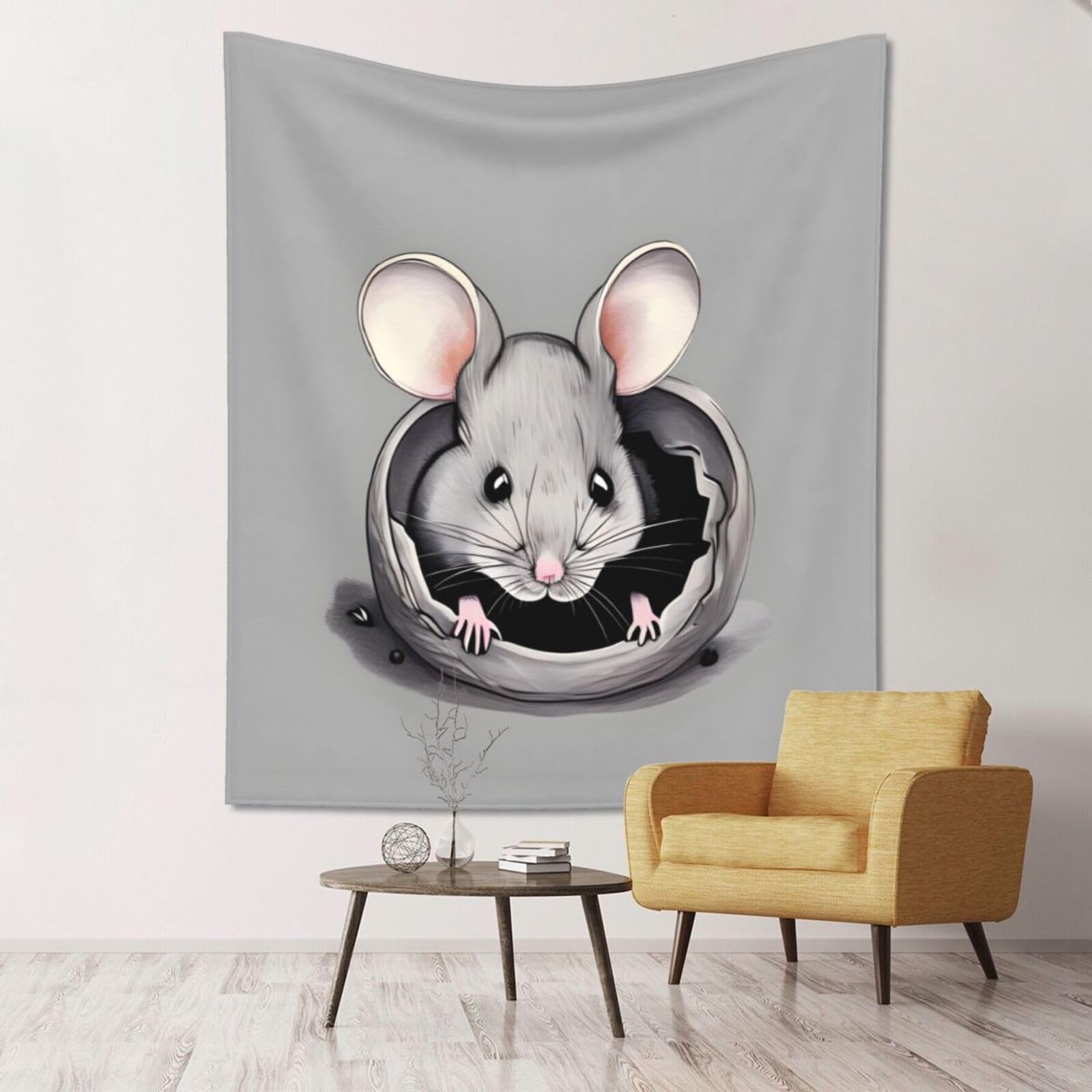 ZZYYDS Floral Wall Decor Tapestry Grey rat for Living Room Dormitory Home Decor Party Background, 60x51 Inch (Vertical)