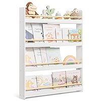 SONGMICS Libreria Montessoriana per Bambini, Scaffale per Giocattoli a 4 Ripiani