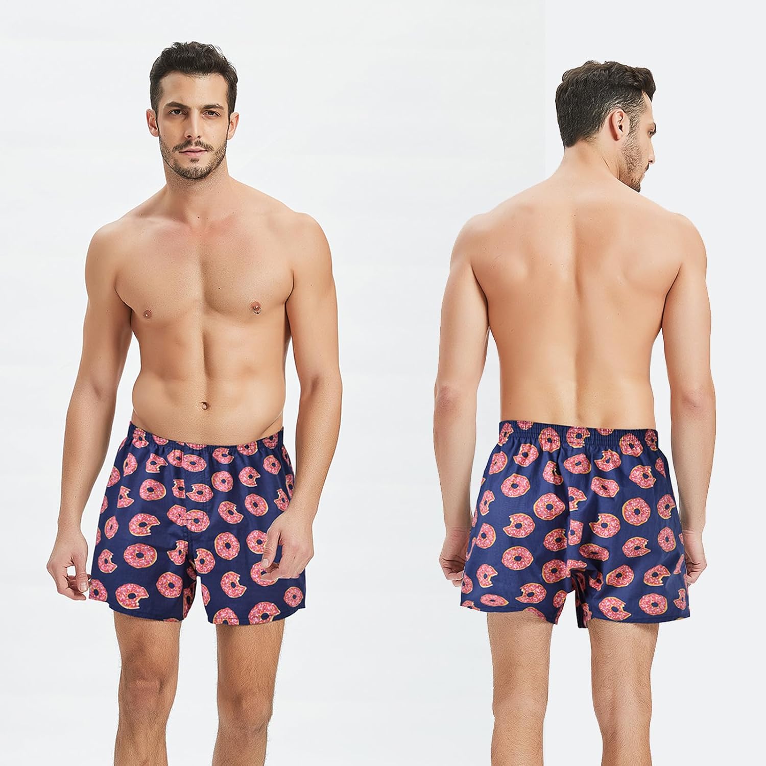 Mens Boxer Shorts Funny Boxers Sleep Short Plaid Cotton Loose Woven Boxers for Men Small Medium Large - Image 2