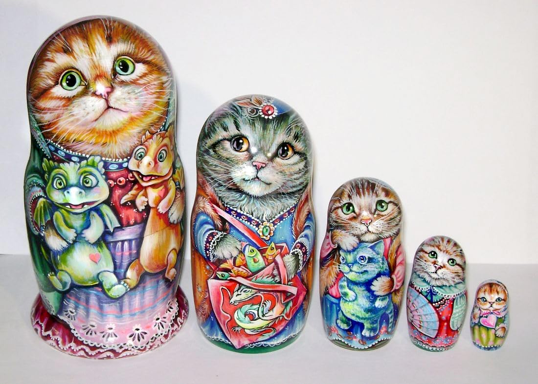 ロシア雑貨2024年干支マトリョーシカ(5P)ドラゴン龍 辰 縁起物 ミラ作