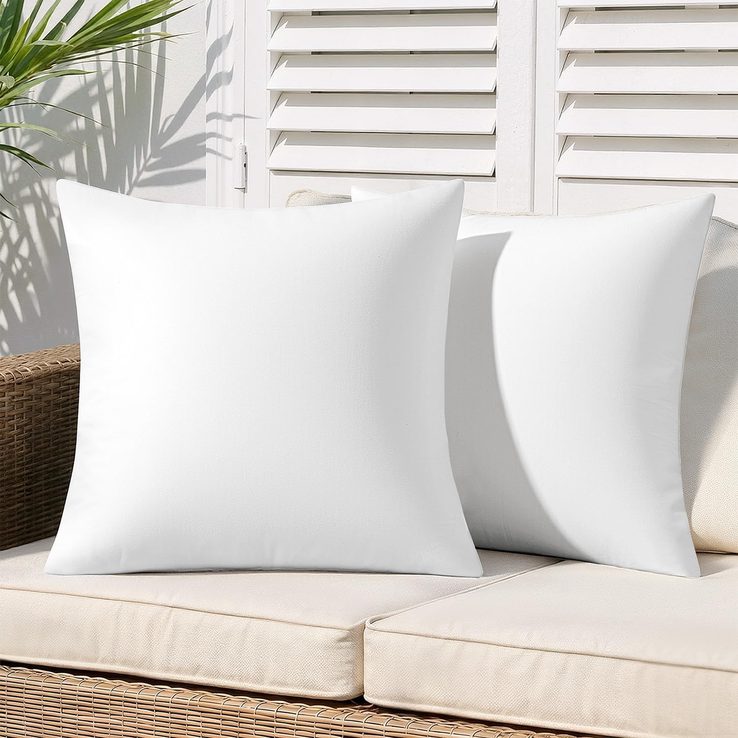 MIULEE Outdoor Pillow Inserts 16x16 Pack of 2 Waterproof Throw Pillow Inserts Decorative 100% Virgin Fibers Filling for Patio Sofa Couch