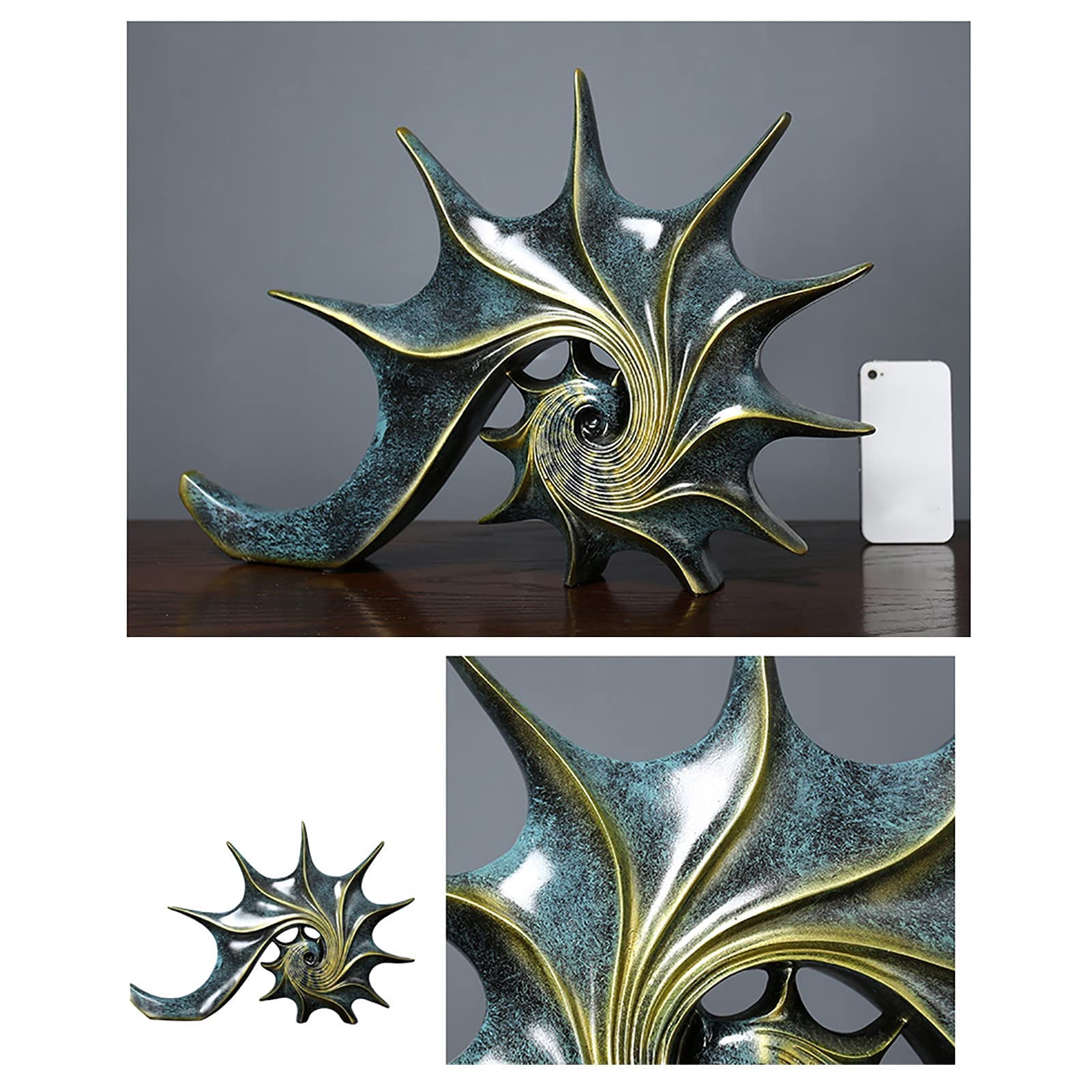 YUDIZWS Concha De Estatua Decorativa Hecha De Poliresina Figura Decorativa Moderna Escultura Oficina Sala De Estar para Decorar 40,5 X 28 X 5,5cm,Azul