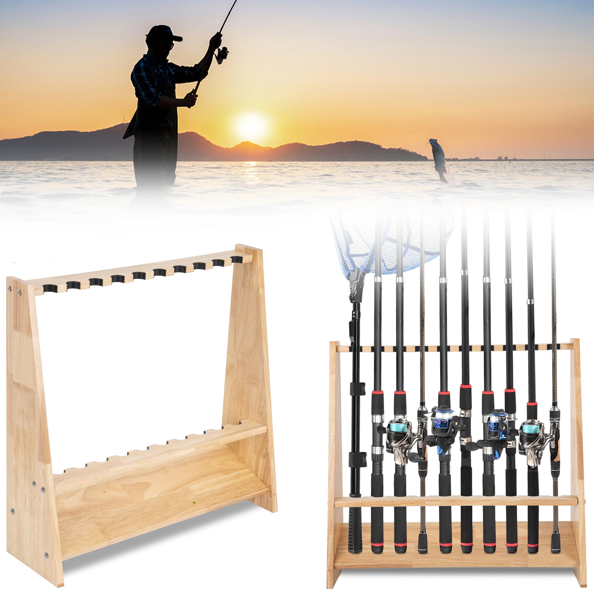 Supporto Per Canne Da Pesca Da 16 Posti - Rack In Plastica Per Garage O Cantina