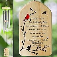 Vista 1 de Campanillas de viento cardenales – Campanillas conmemorativas personalizadas para seres queridos – Regalos de duelo y condolencias