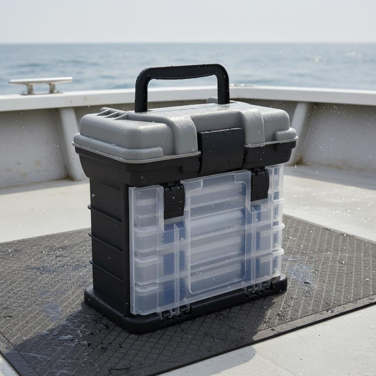 Boîte de Rangement Leurres Boîte à Appâts Boîte à Matériel Coffret de Pêche 4 Niveaux avec Casiers Amovibles en Plastique pour Classer Accessoires par, Rouge
