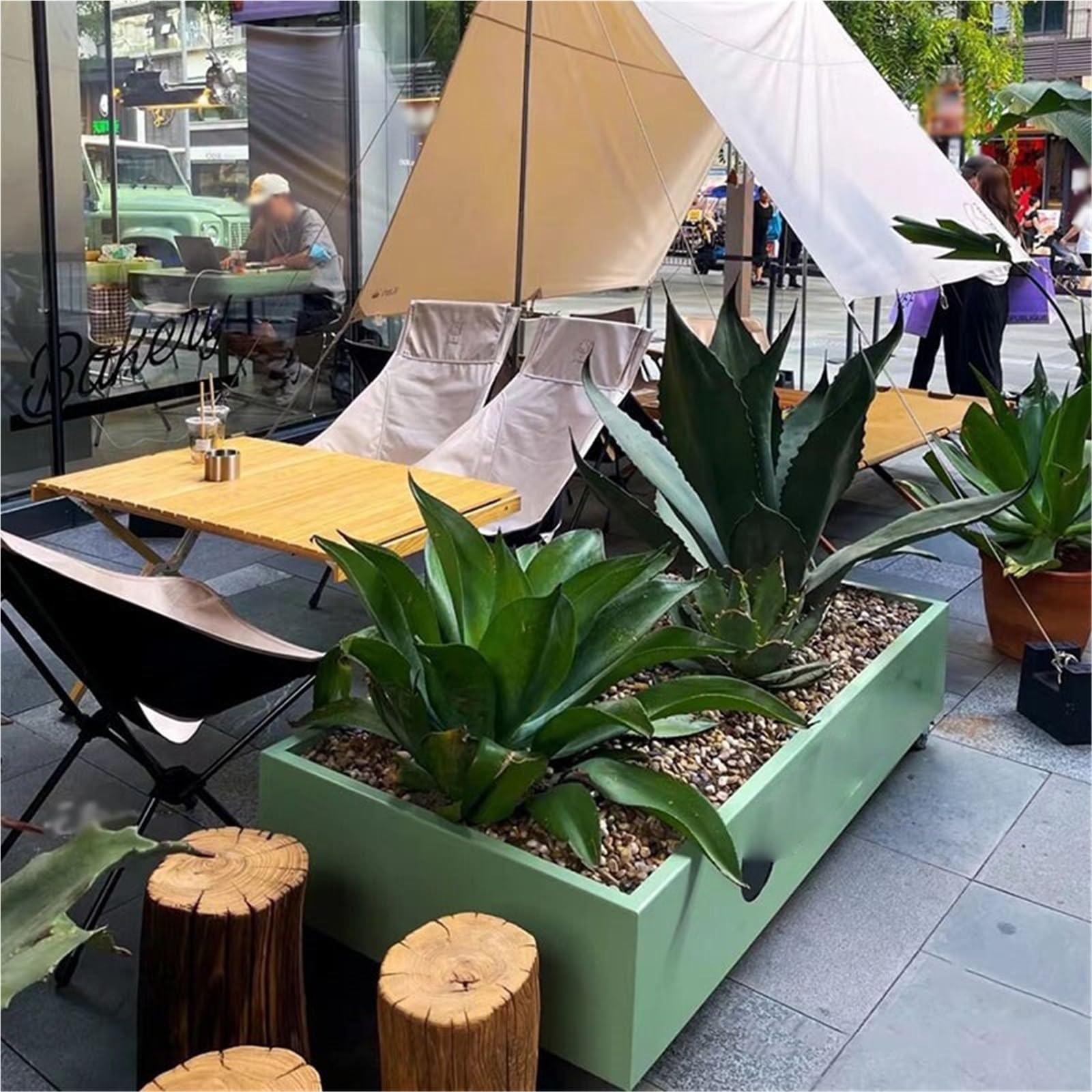 Banco de Jardinera de Parque Jardinera de jardín Caja Flores Contenedor plantación | Con ruedas giratorias for exhibición móvil al aire libre.(XS)