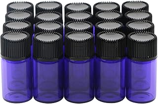Kesell 20pcs Purple Glass Vials With Black Cap, 3ml Essential Oil Perfume Bottles with Orifice Reducers Mini Sample Bottles