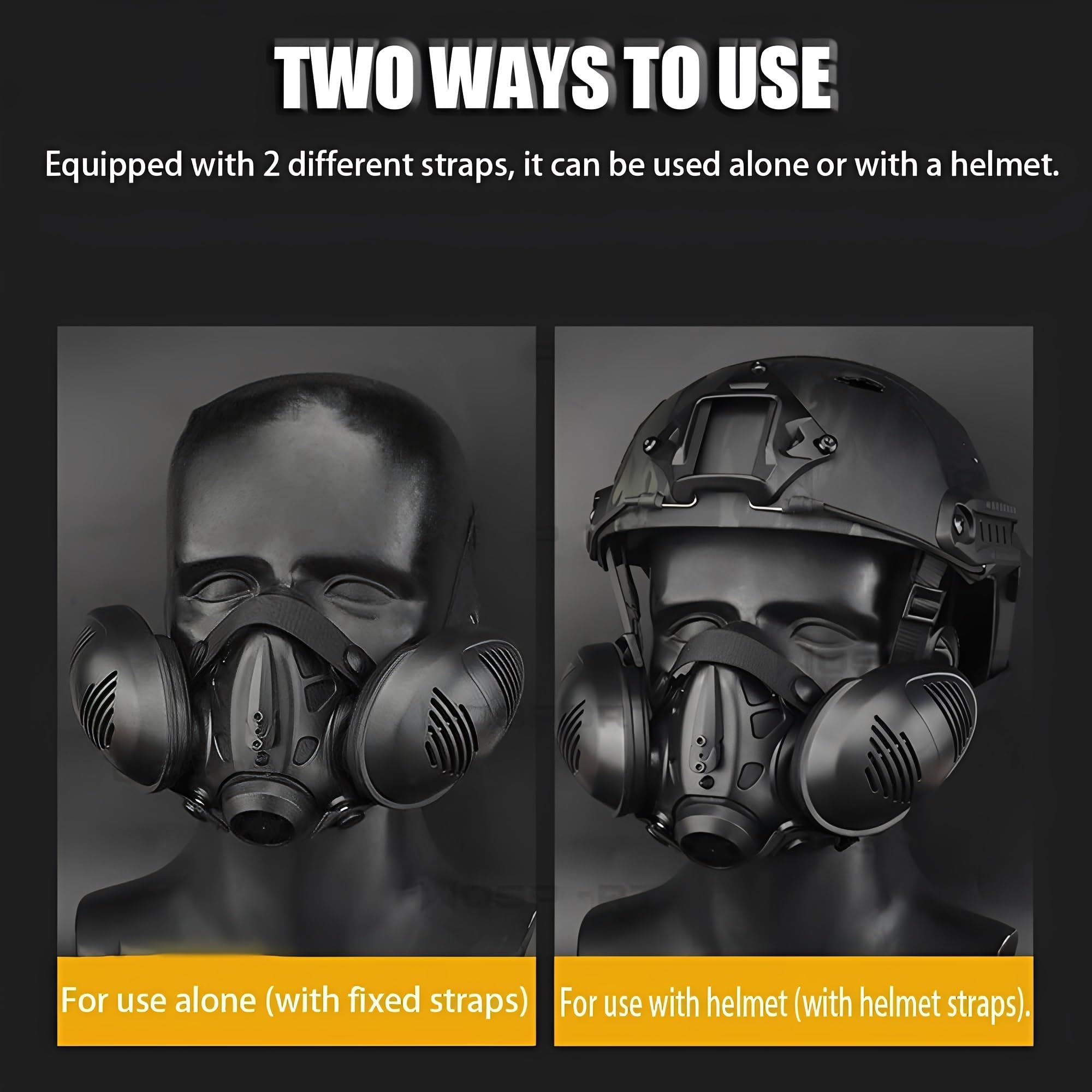 Taktisches Fast-Helmset – Doppelte Atemschutzmaske (Halbgesichtsmaske) Mit Abnehmbarer Schutzbrille Für Airsoft, Jagd Und Paintball