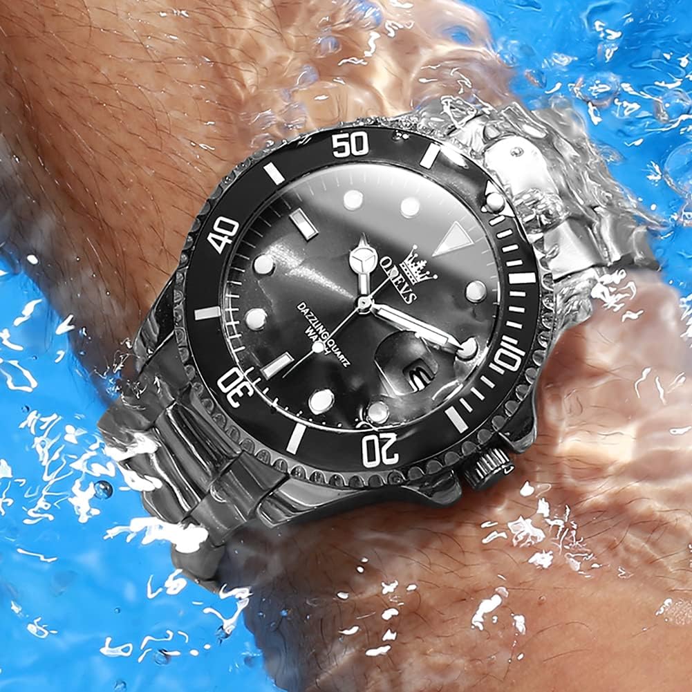 OLEVS Watches for Men Quartz Fashion Business Waterproof Analog Stainless Date Week Diamond Luminous Mens Watch