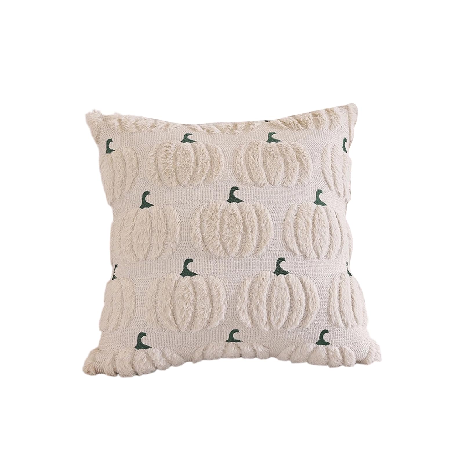 NJWTSDTZ Pumpkins Decorative Throw Pillow Covers Soft Plush Faux Fur Cushion Covers for Halloween Autumn Harvest Holiday(Beige,One Size)