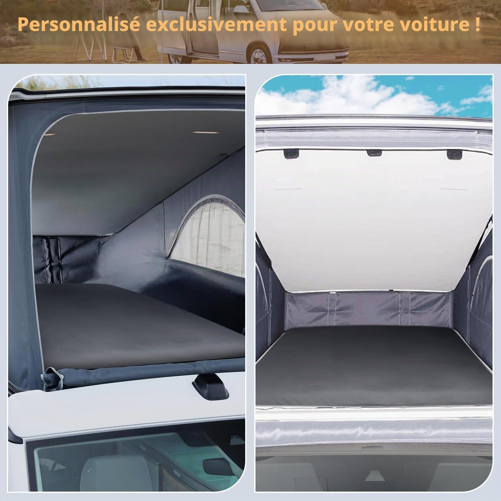 Drap-Housse pour Camping-Car Replacement pour VW T6.1 California/Pop Up Roof, Drap-Housse élastique pour lit arrière, lit Mezzanine, Toit relevable, lit Pliant