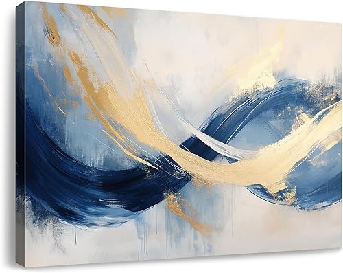 Miniatura 34 de Lienzo grande de arte abstracto para pared, pintura moderna de grafiti azul y gris, escena de tormenta sobre fondo blanco, ilustraciones enmarcadas