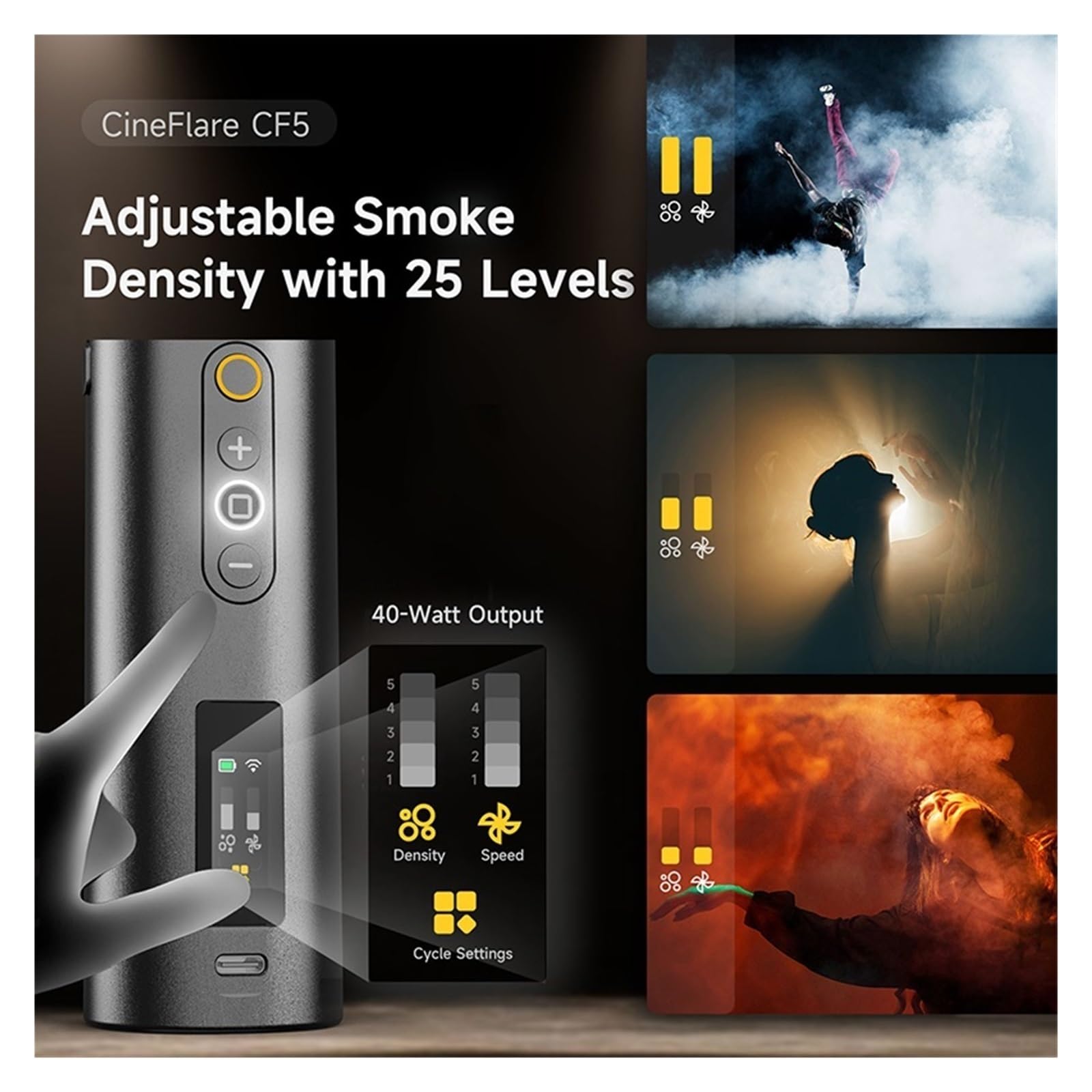 Máquina De Humo Portátil Y Flexible Con Control Remoto For Filmación Video Creación Ambiente En Espectáculos Ahorro EnergéTico Potente
