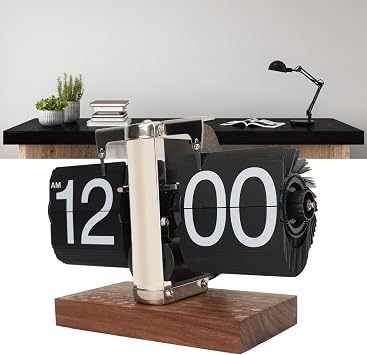 Dpofirs Retro Flip Desk Shelf Clock, Auto Flip Desk Table Clock, Classic Mechanical Digital Display Battery Powered, 12 Hours Modern Digital Mechanical Retro Flip Down Clock for