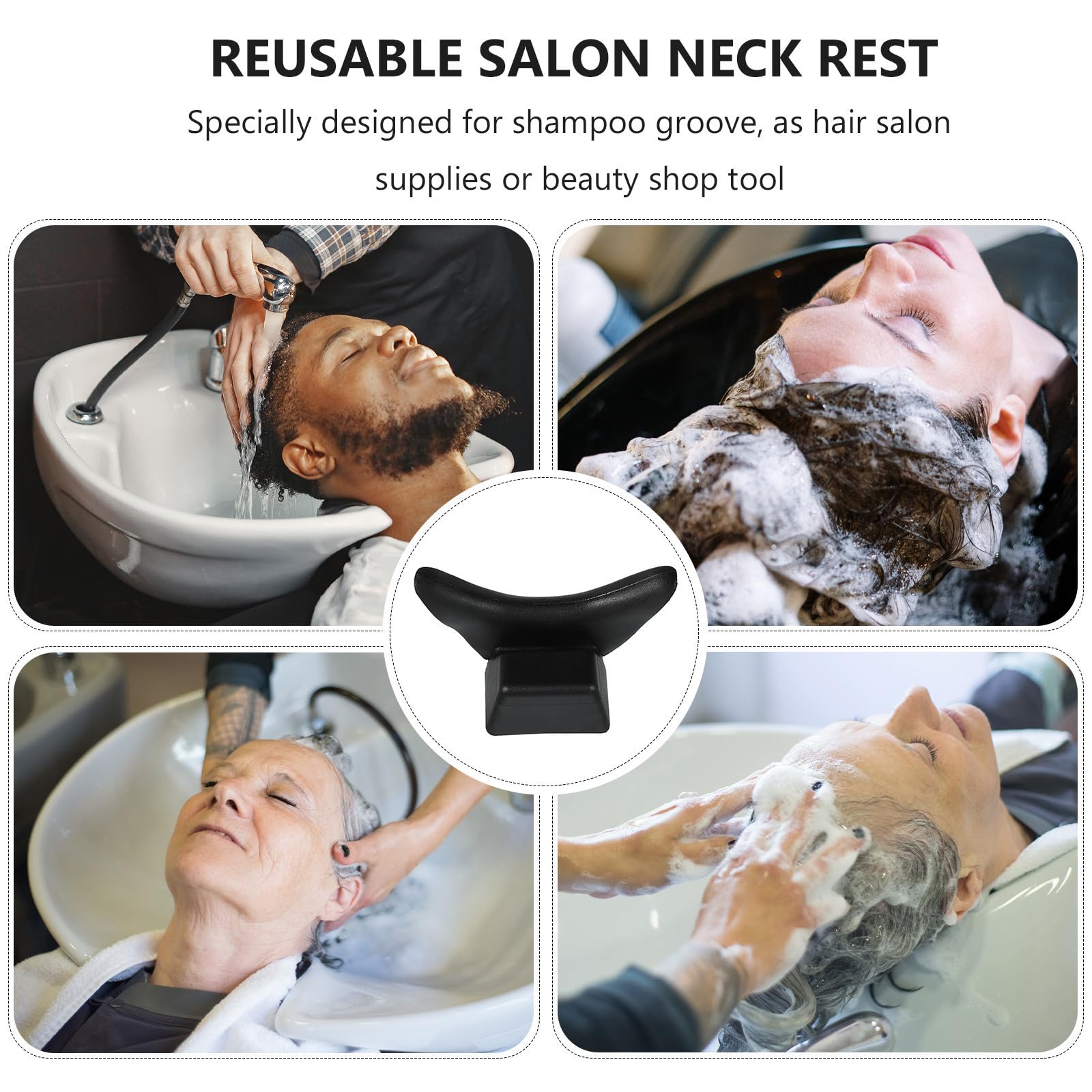 Operitacx Cojín Cómodo de Goma Antideslizante para Salón de Belleza y Peluquería Almohada Negro para Lavado de Cabello y Descanso del Cuello para Cuenco de Champú