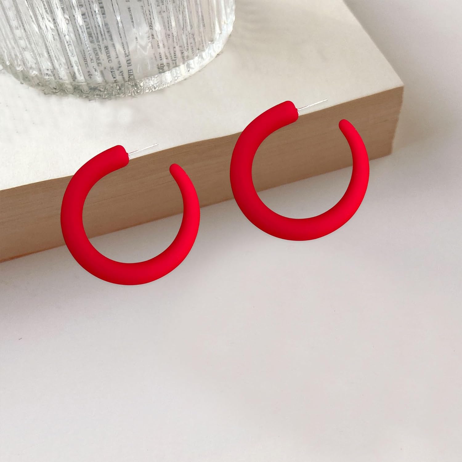 80 90s Retro Neon Thick C Hoop Earrings for Women Hypoallergenic Lightweight Candy Color Large Big Hoop Earrings - Image 6