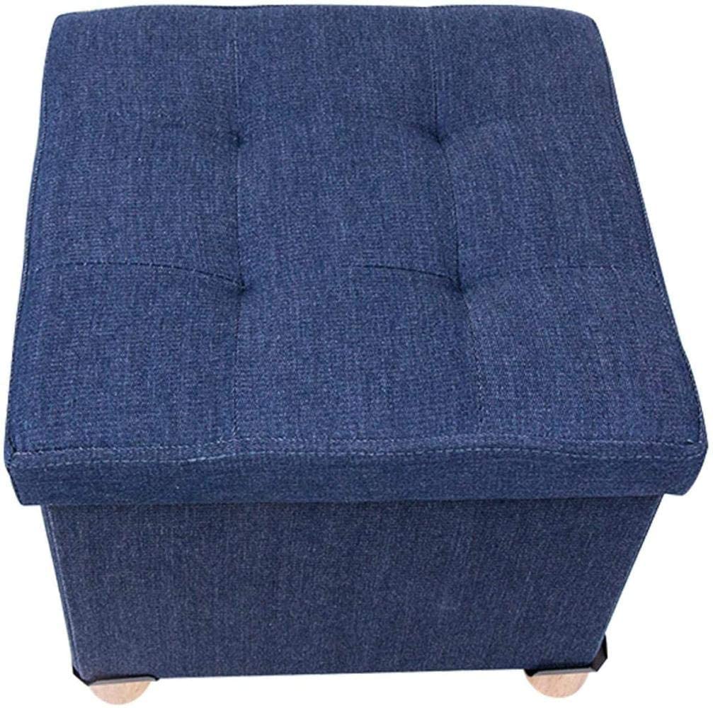 Poggiapiedi Pouf Poggiapiedi Sgabello Pieghevole Contenitore con Coperchio e Contenitore da Giardino con Gambe in Legno Grande Sedia Bassa Quadrata con Coperchio Mobile Multifunzionale, Nero